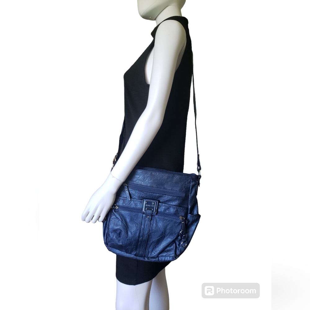 Rosetti Shoulder/ Crossbody Bag Navy Blue Faux Leather